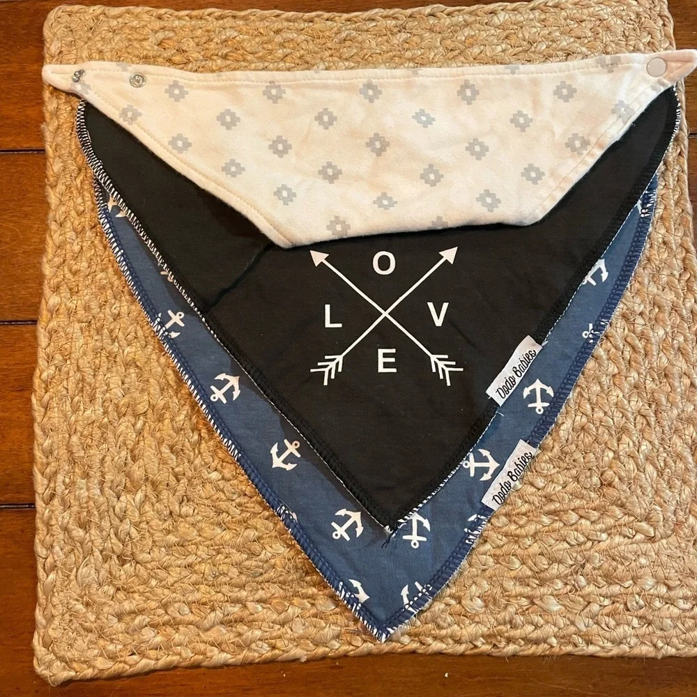 3 handkerchief style bibs